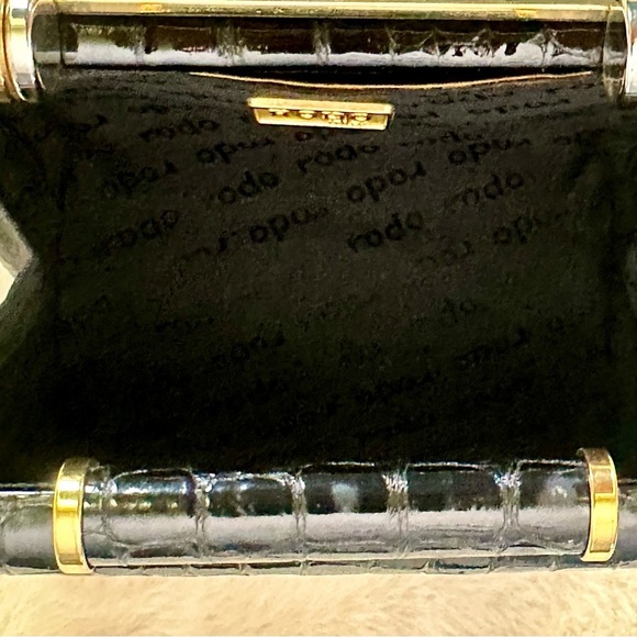 Vtg RODO M bag black patent croc mint condition Italy designer NWOT - Picture 13 of 14